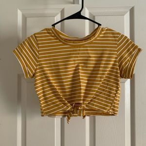 stripe mustard crop top size S